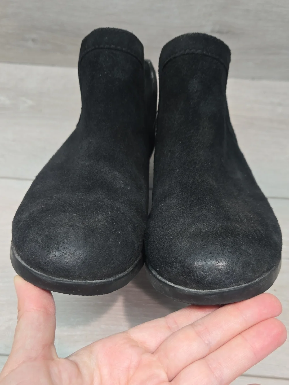 Sorel Women Cur Out Side Ankle Black Suede  Boots Shoes Sz 6
